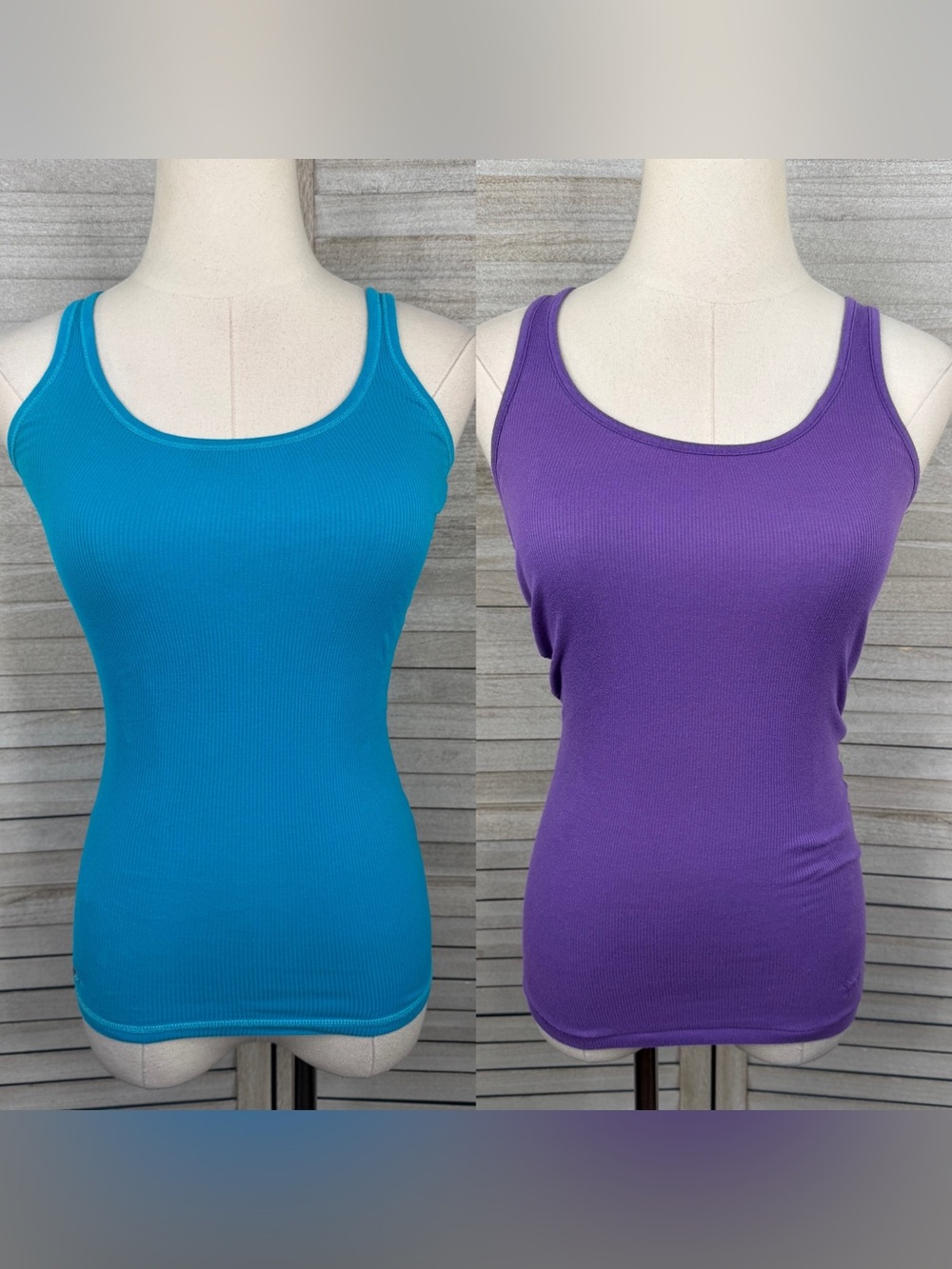 HOLLISTER/PINK VS-Women's Ribbed Tank Top Bundle Teal & Purple-XS